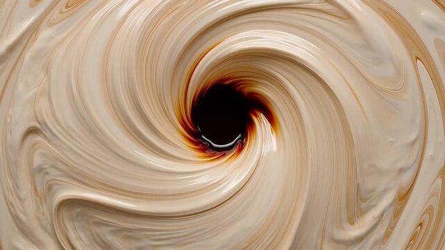 Swirling cream and coffee mixture