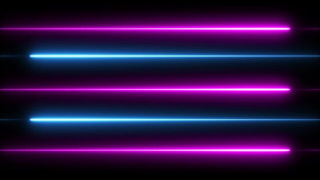 Futuristic Abstract Blue Neon Glowing Laser Lines widescreen Transition &ndash; Shiny Saber Animation Moving Left to Right in ultrawide and Motion graphics of neon line concept.4K video