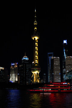 Shanghai skyline with the Oriental Pearl Tower at night