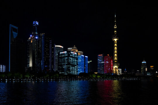 Shanghai skyline with the Oriental Pearl Tower at night