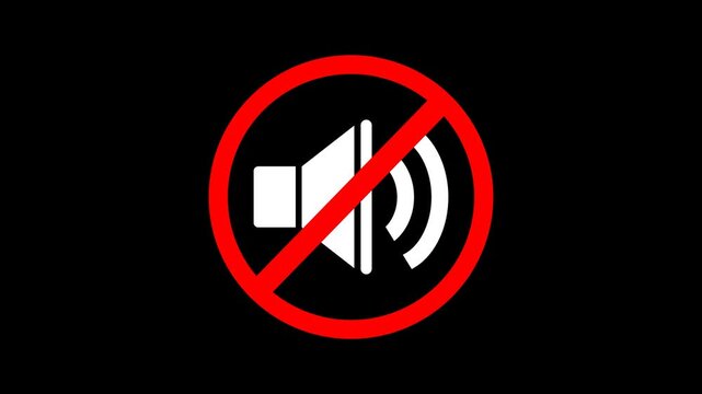 Not allowed sound sign animation with transparent background with alpha channel, mute icon showing volume symbol with prohibition sign. Mute Speaker Icon Animation. 4k video