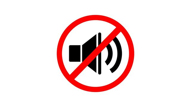 No allowed sound sign animation with transparent background with alpha channel, mute icon showing volume symbol with prohibition sign. Mute Speaker Icon Animation. 4k video