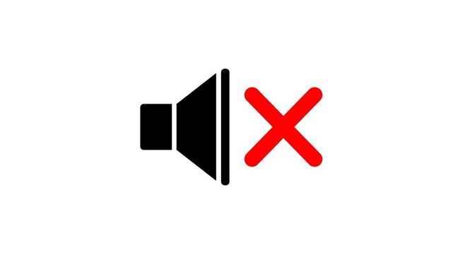 Mute speaker icon for sound off and silent mode on transparent background with alpha channel. Animated Mute Sound Icon and Volume Off Symbol. Muted microphone icon animation. 4k video