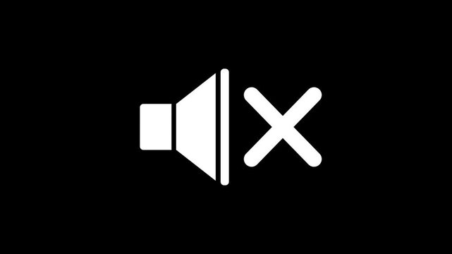 Mute speaker icon for sound off and silent mode on transparent background with alpha channel. Animated Mute Sound Icon and Volume Off Symbol. Muted microphone icon animation. 4k video