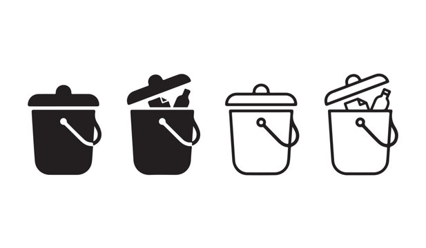 Trash can icon set, wastebasket icon, delete symbol, vector illustration