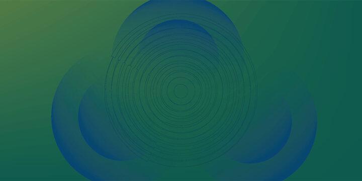 Abstract green and blue technology background with concentric circles. Elegant geometric banknote or radar line pattern texture for premium finance network banner