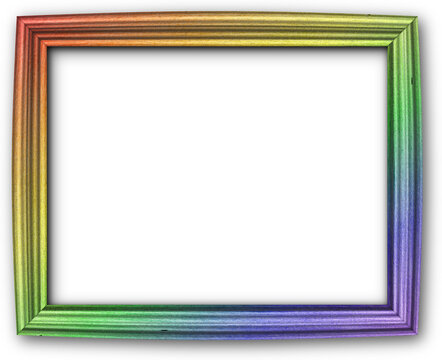 Colorful wooden picture frame with transparent background