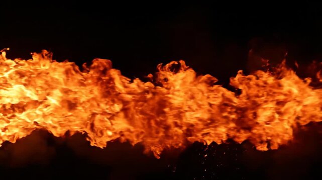 Intense Fireball Explosion with Bright Flames and Smoke.