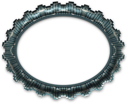 Oval decorative frame with abstract ruffled border