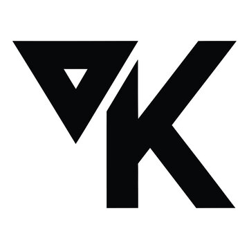 Black VK logo with triangle and letter combination design icon