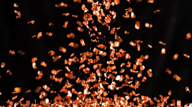 Dynamic Copper Glitter Explosion with Sparkling Particles.