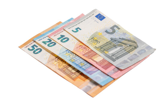 euro banknotes isolated on white