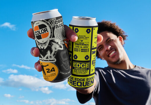 mockup of two  Blank Cans in Sunlight