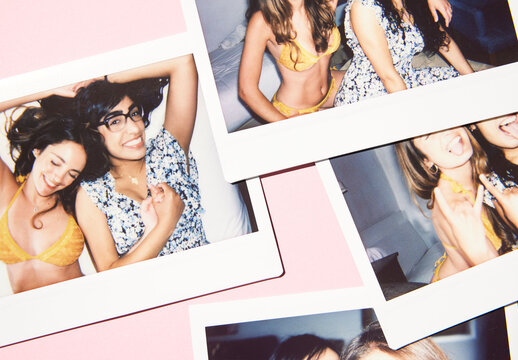 Mockup of Collection of blank polaroid