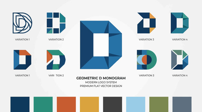 Geometric Monogram D Logo Variations - Abstract Letter D Branding Concepts