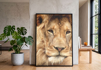 Mockup of Blank Frame in a Loft Home