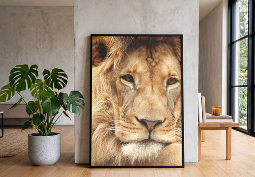 Mockup of Blank Frame in a Loft Home