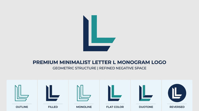 Minimalist Letter L Monogram Logo Design, Geometric Structure, Modern Branding