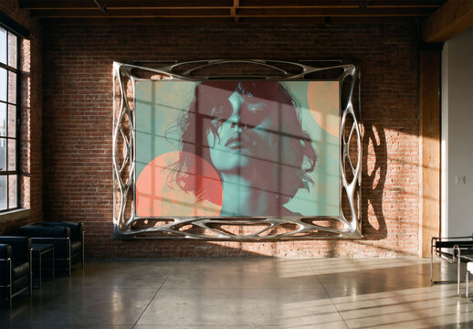 Mockup of frame in a Loft Space