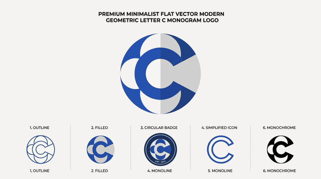 Minimalist Geometric Letter C Monogram Logo Design - Abstract Circle Shape