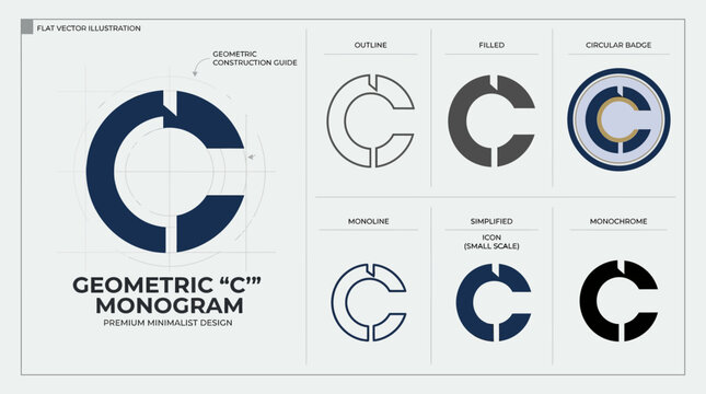 Geometric 'C' Monogram Logo Design Variations