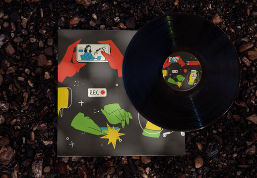 Vinyl Record on Blank Cover and label
