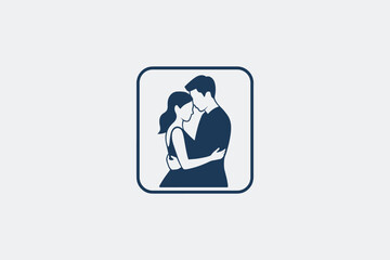 Fototapeta premium Minimalist Couple Hugging Icon Vector