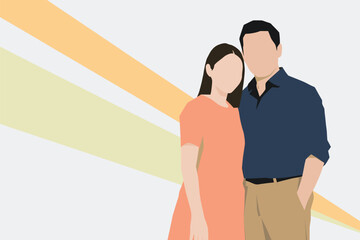 Fototapeta premium Minimalist Couple Illustration with Abstract Background