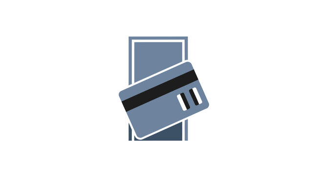 A flat vector icon showing a plastic payment card inserted into a card reader slot