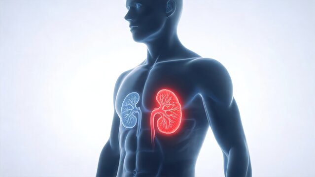 Medical imaging of renal cancer and kidney tumors showing renal lesions for clinical diagnosis, nephrology research and urinary system disease teaching use