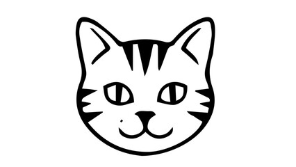 Fototapeta premium Cute cat face, black and white vector, feline illustration, cartoon animal