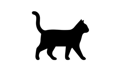 Black cat silhouette, feline icon, walking cat, animal symbol © Mahu