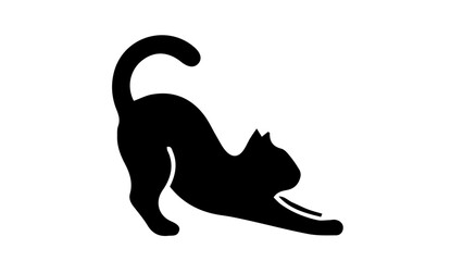 Black cat silhouette, feline icon, animal shape, pet design element © Mahu