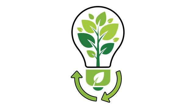 Eco light bulb with leafy tree and recycling arrows