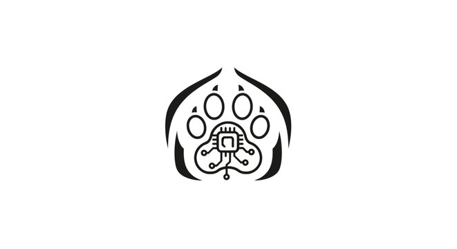 Electronic paw print circuit logo