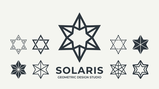 Geometric Star Logos Collection: Solaris Geometric Design Studio