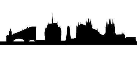 Fototapeta premium Erfurt Skyline Silhouette with Urban Landmarks – East Germany Thuringia Cityscape Vector Illustration