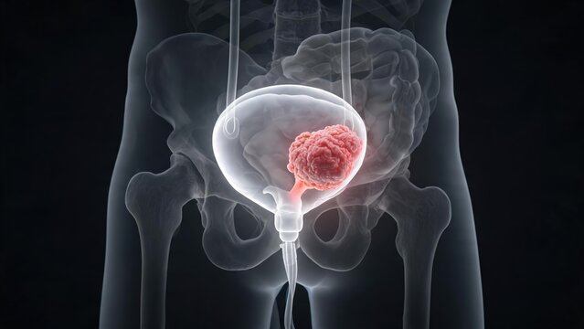 Medical imaging of prostate cancer and prostate tumors showing prostatic lesions for clinical diagnosis, urology research and male urinary disease teaching use
