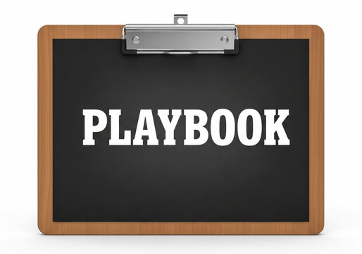 Playbook word on a wooden clipboard