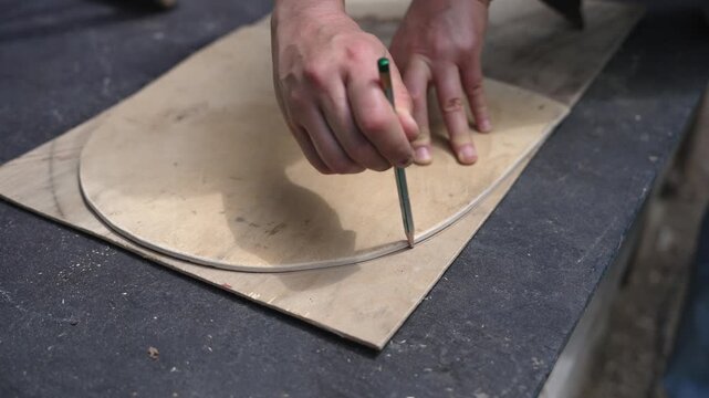Female craftsperson restoring a worn wooden chair, antique furniture renovation, woodworking and sustainable reuse
