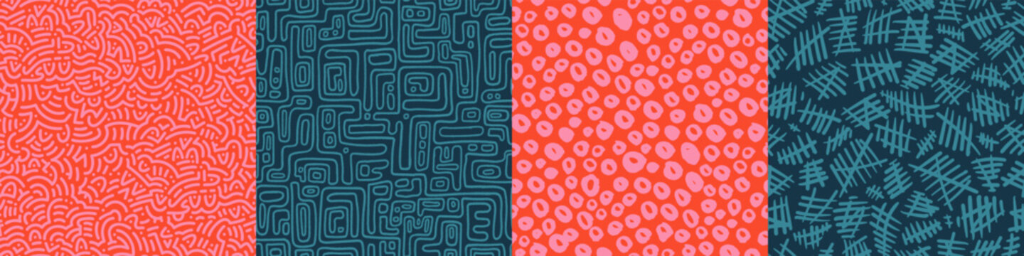 Matching hand drawn abstract seamless pattern, doodle background, filler pattern - great for textiles, banners, wallpapers, wrapping - vector design