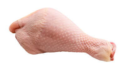 Fototapeta premium Raw chicken leg quarter with skin texture, isolated on transparent background