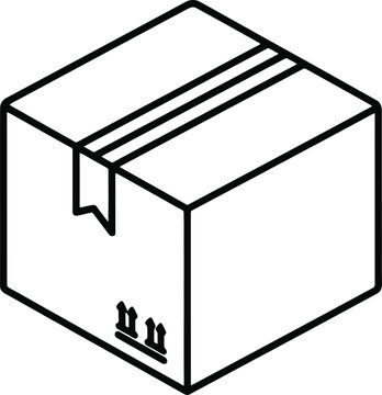 Isometric Monoline Front Tuck Mailer Box With Ear Lock Tabs and Hinged Lid Icon on White Background