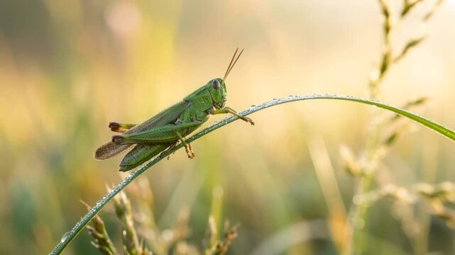 grasshopper close up in serengeti national park tanzania morning light video