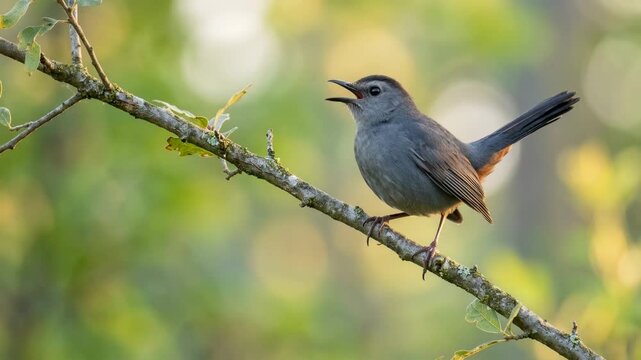 gray catbird close up in central park new york morning light video