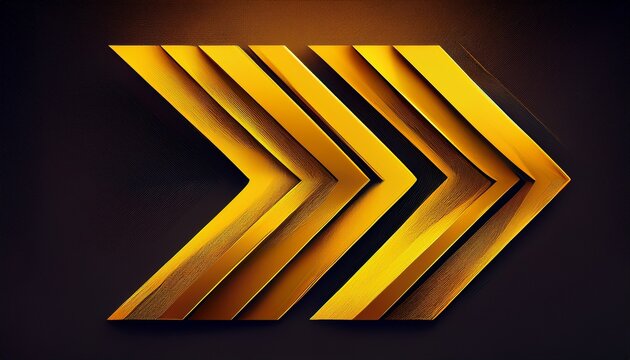 abstract yellow arrows sign on dark background