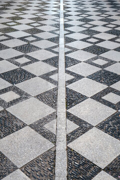 Black and White Stone Sidewalk Pattern