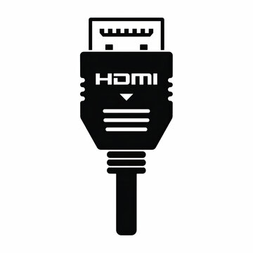 Black hdmi cable connector icon representing digital video technology isolated on white background