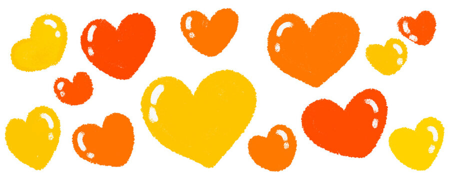 Collection of heart love icon for design element, sticker, wedding, event, valentine, autumn season color, ready to print.