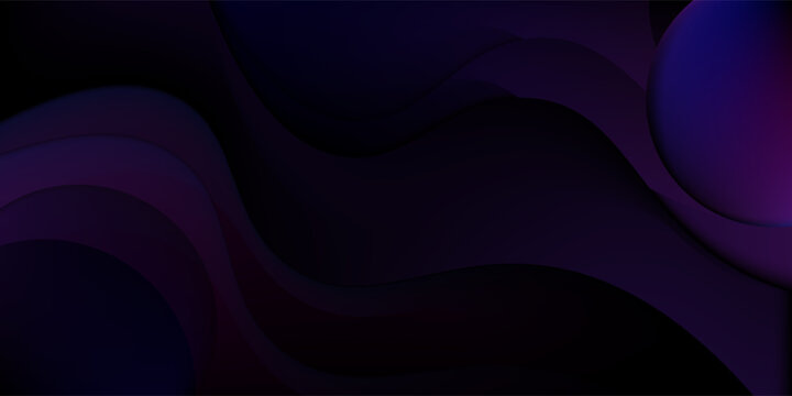 Abstract geometric fluid blue purple color gradient on black background. Trendy design graphics used for wallpaper screen tablet and phone. Dark mode.